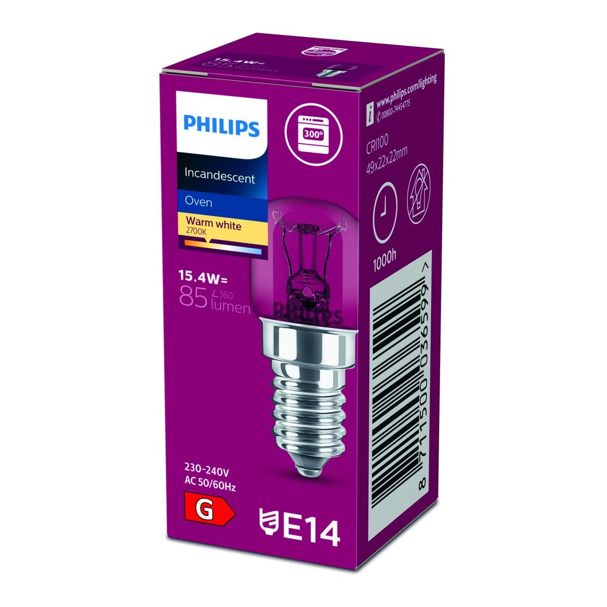Philips - APP 15W E14 230-240V T22 CL OV 1CT