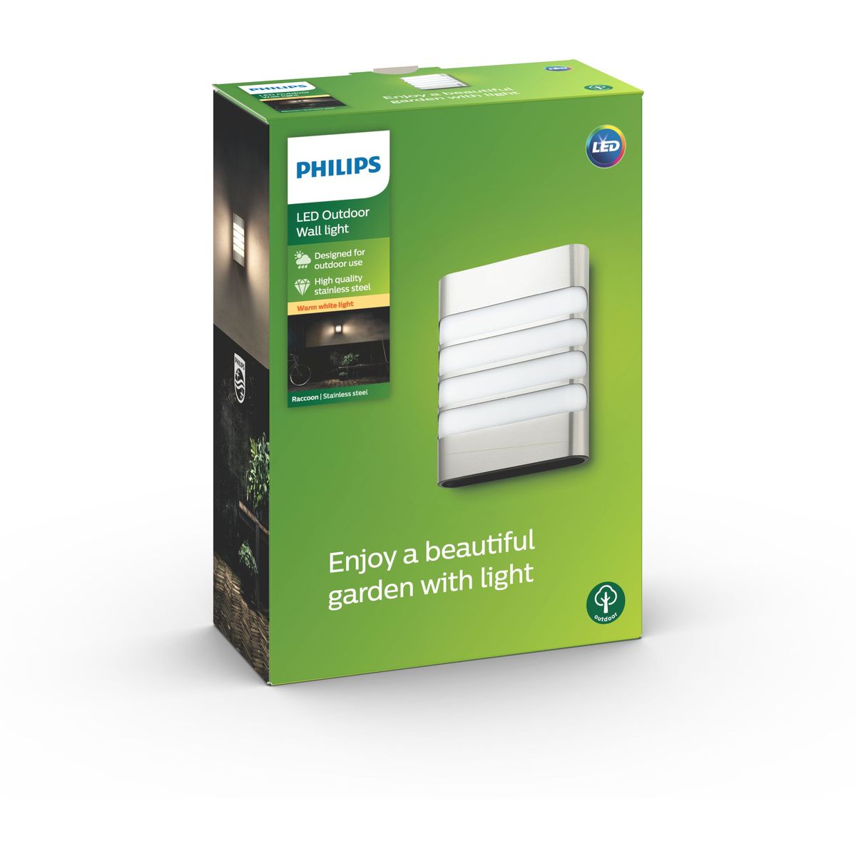 Philips - Raccoon Wall Lantern INOX 1x3W