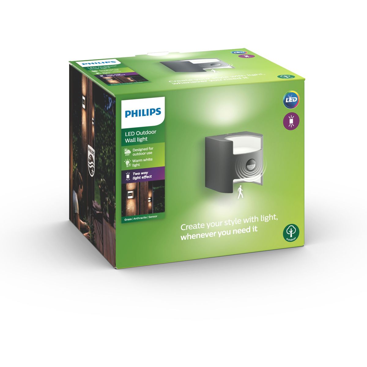 Philips - Grass Ir Wall Lantern Antracite 2x4.5W