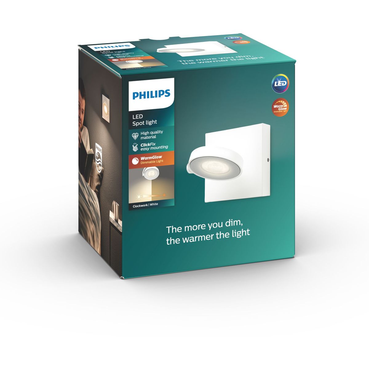 Philips - clockwork singolo spot bianco 1x4.5 w selv