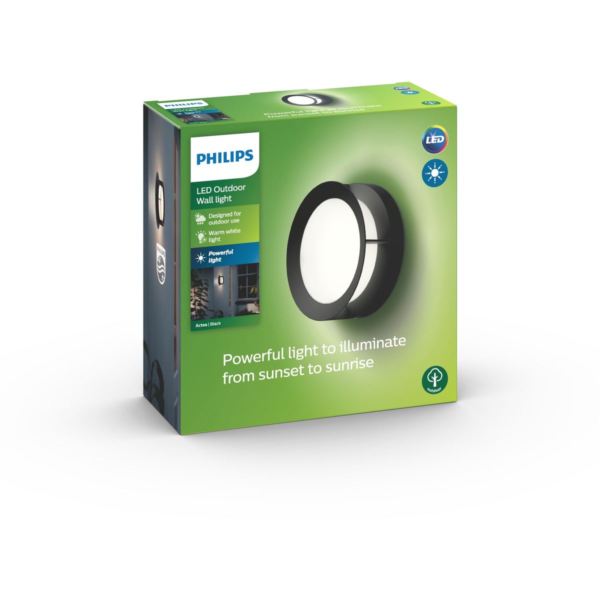 Philips - Lanterna a parete Actea Nero 1x12W 176V