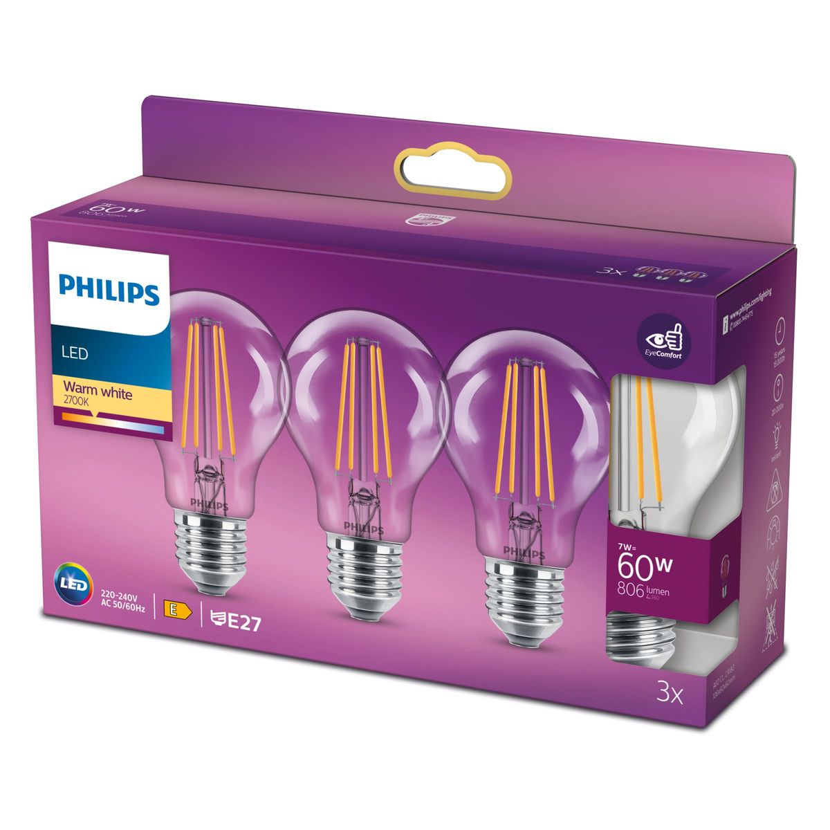 Philips - LED Classic 60W A60 E27 WW Cl Nd 3rt6