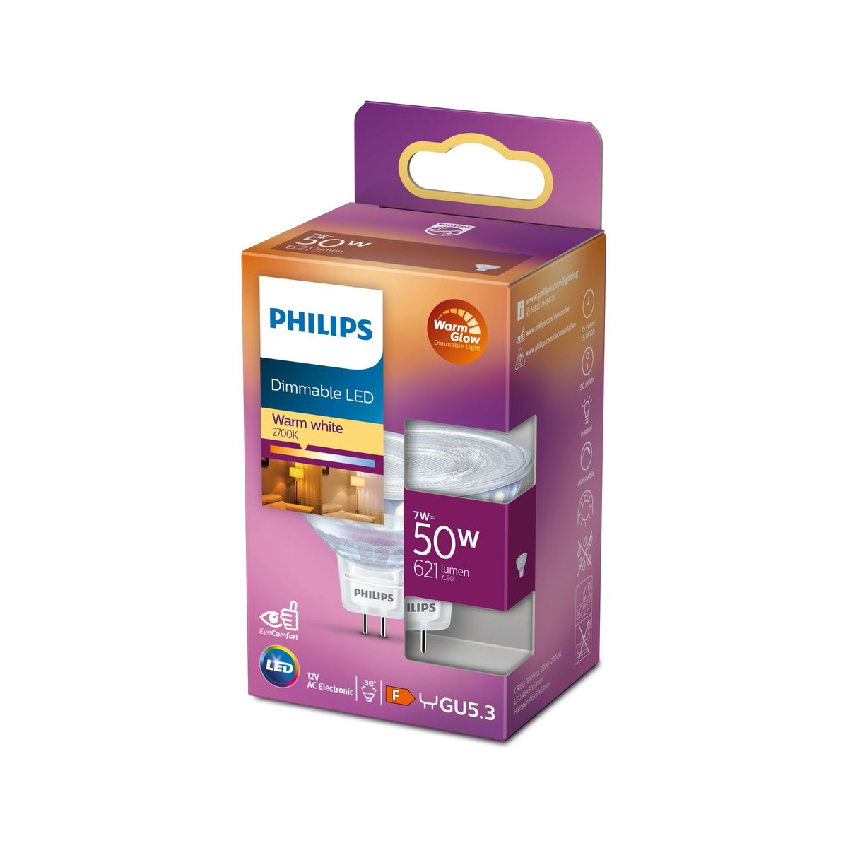 Philips - LED 50W MR16 WW 12V 36d WGD SRT4