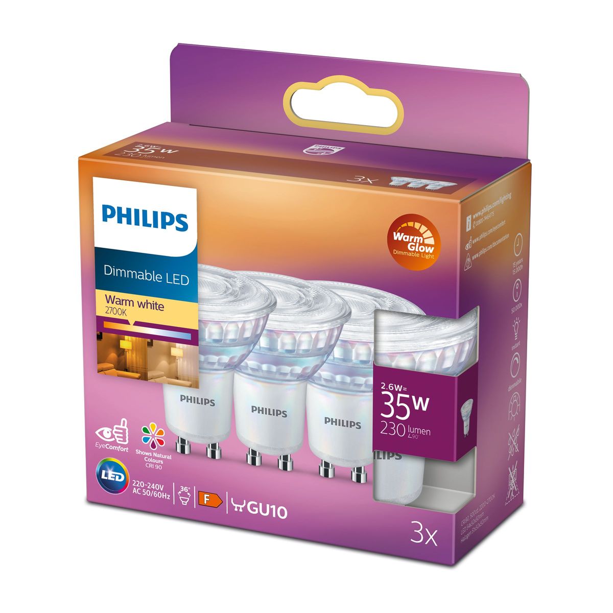 Philips - LED CLA 35W GU10 C90 WW 36D WGD 3RT6