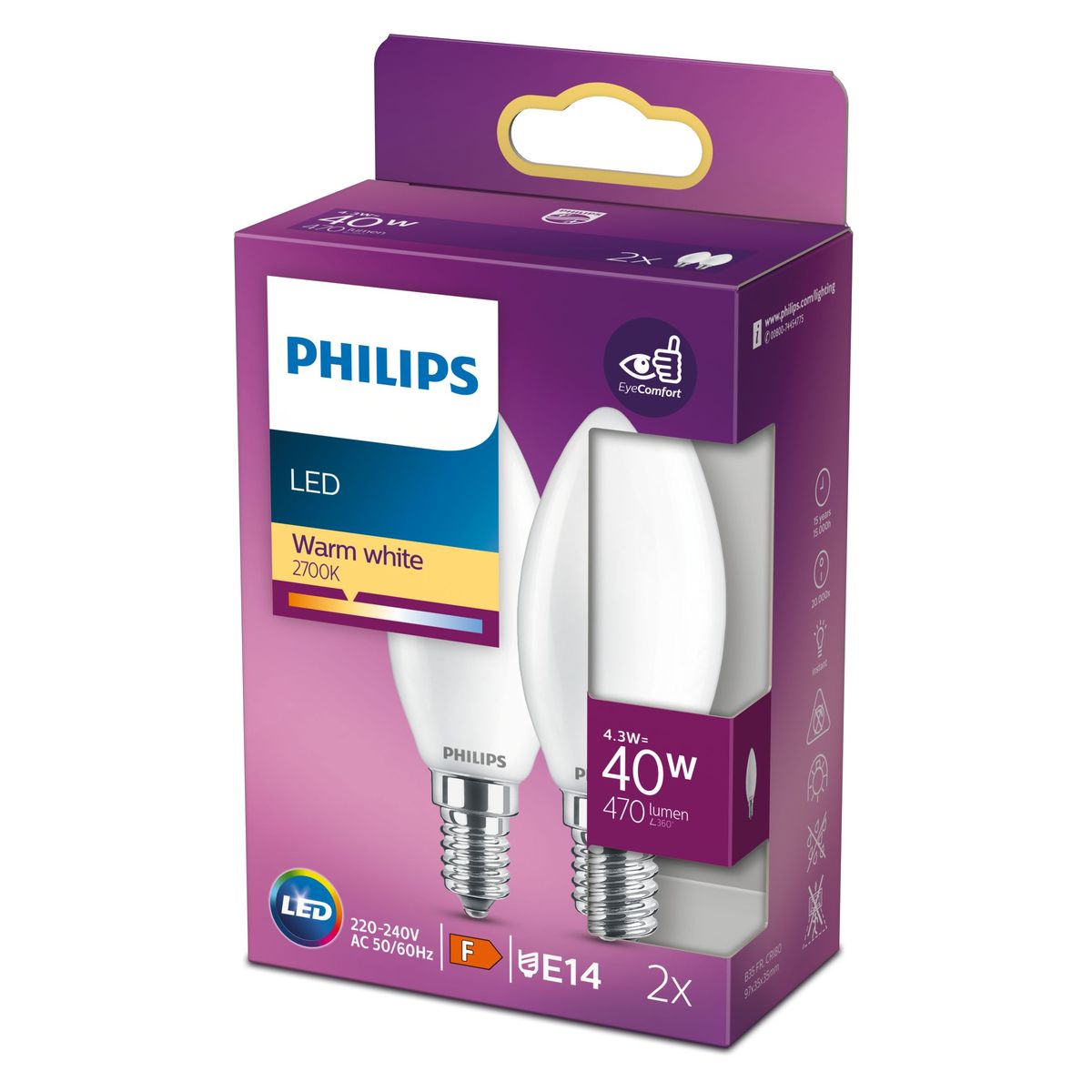 Philips - LED Classic 40W B35 E14 WW FR NDRF2SRT6
