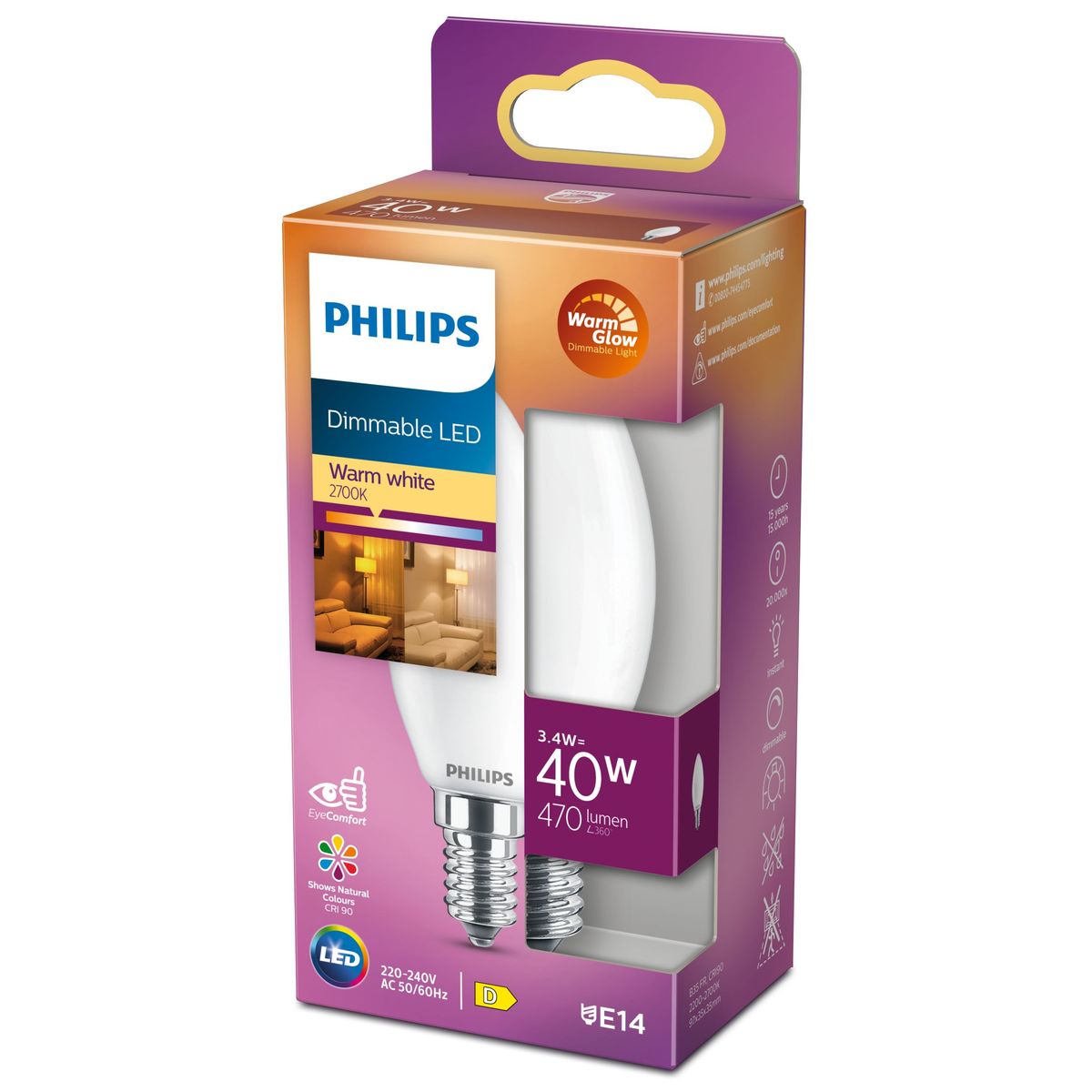 Philips - LED Classic 40W B35 E14 FR WGD90 SRT4