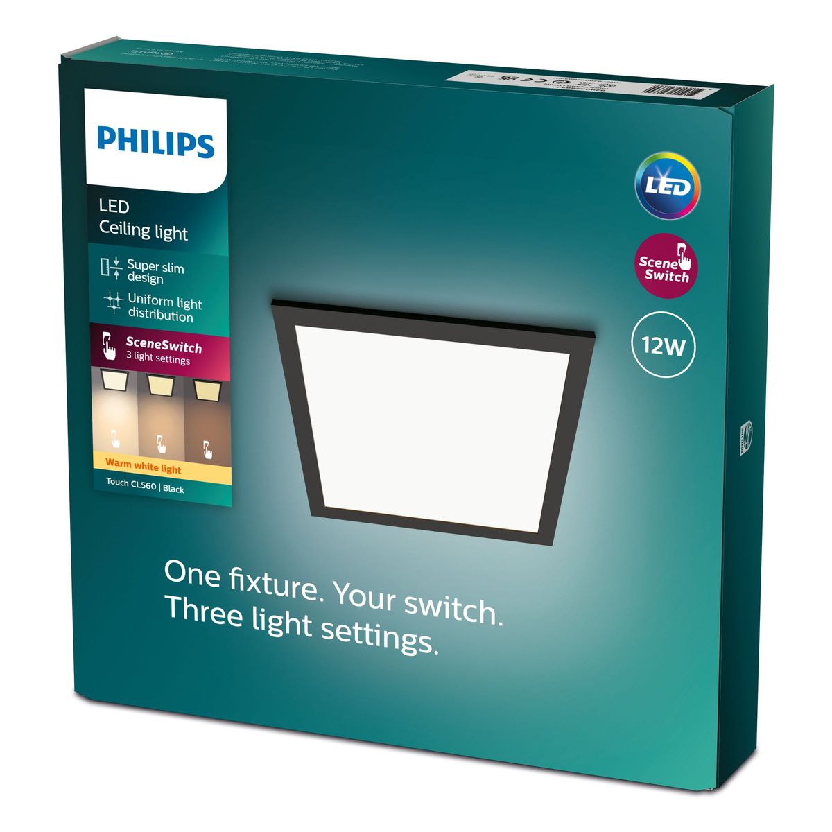 Philips - touch soffitto cl560 ss sq 12w 27k b hv06
