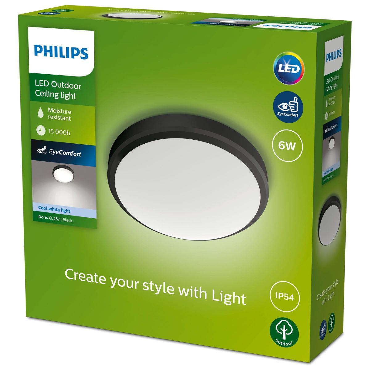 Philips - Doris Ceiling 6W 40K Black IP54 HV
