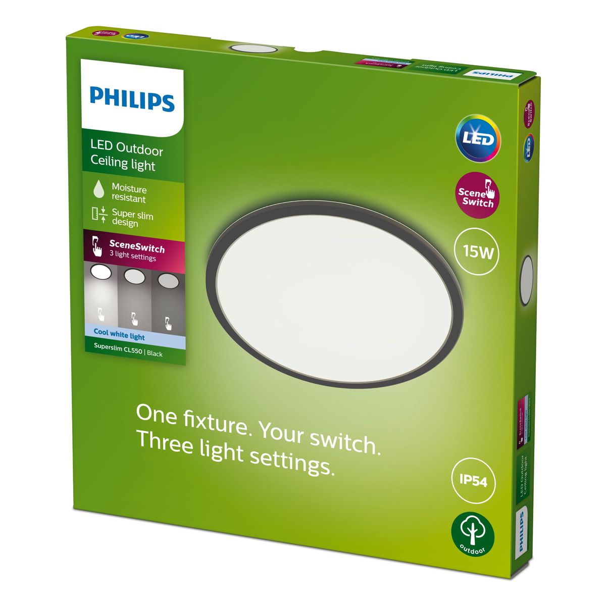 Philips - SUPERSLIM BECIING SSW 15W 40K Black IP54