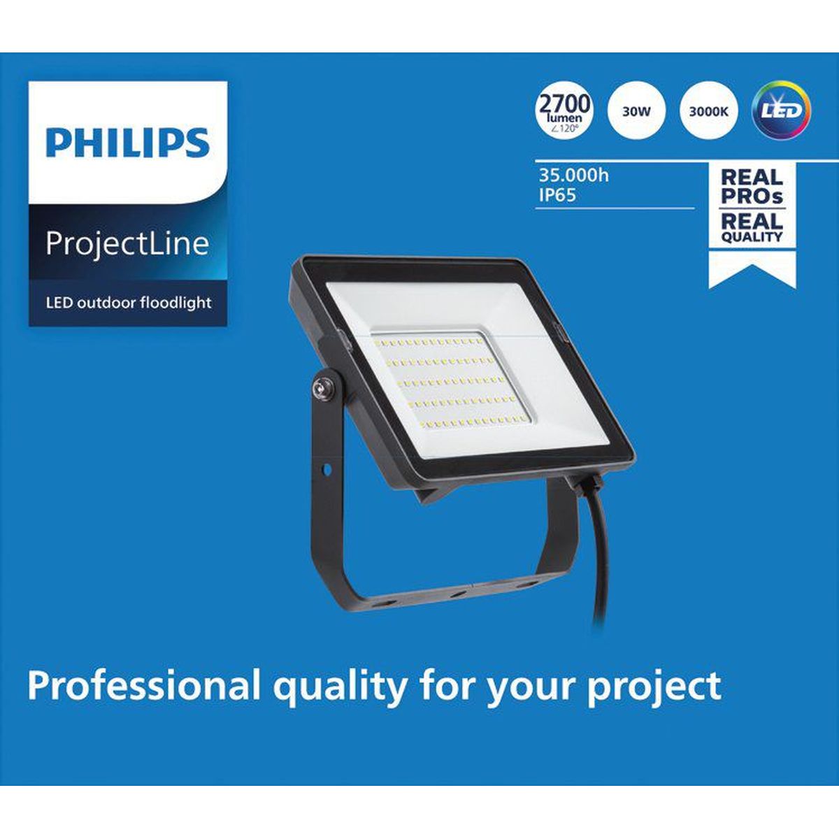 Philips - ProjectLine Floodlight Light 30W 3000K