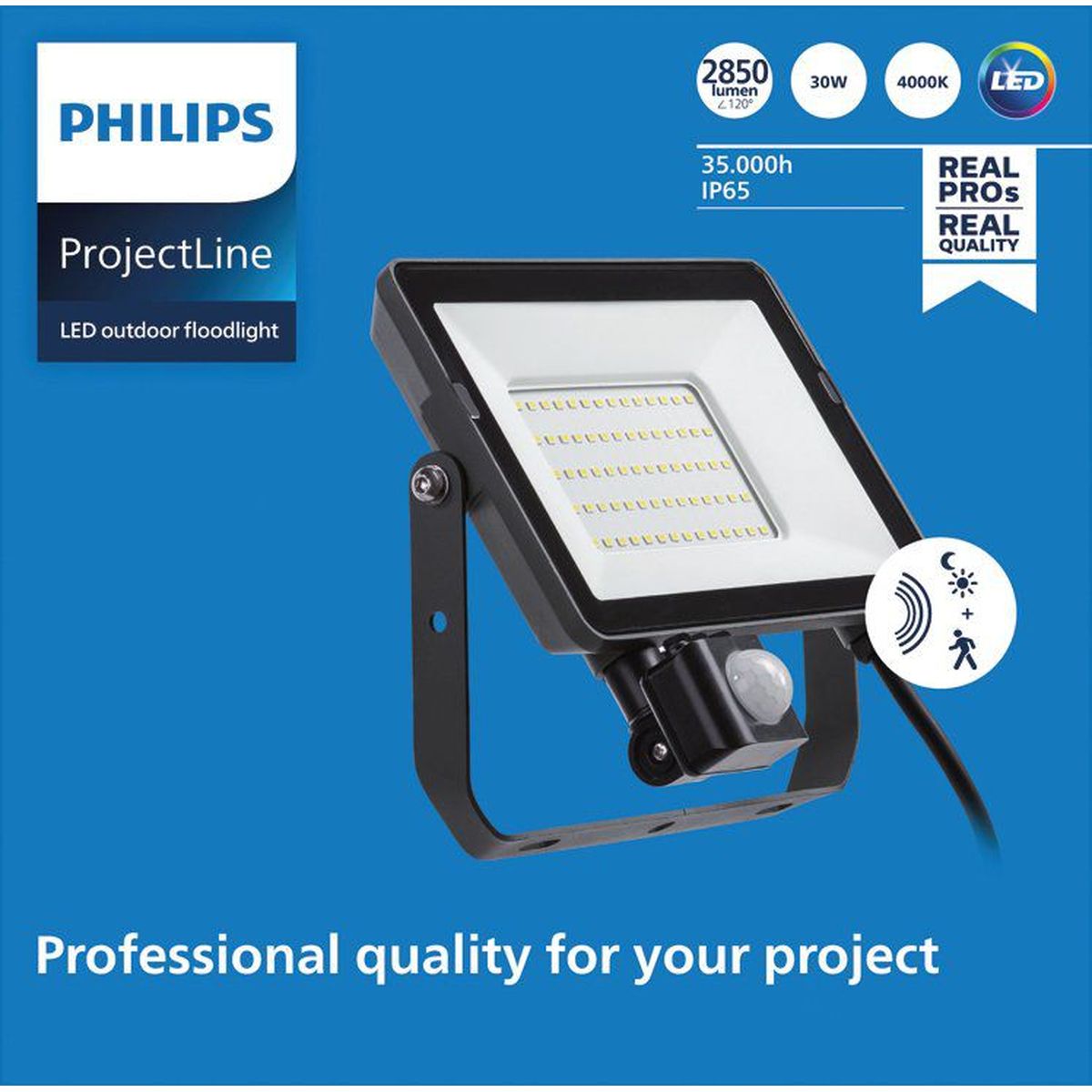 Philips - ProjectLine Floodlight Light 30W 4000K Sensore
