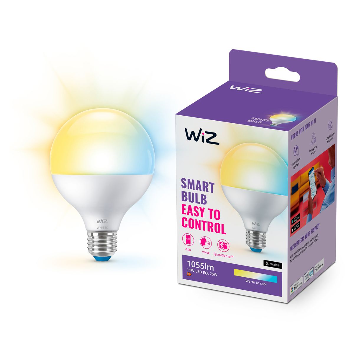 Philips-Wi-Fi BLE 75W G95 E27 827-65 TW 1PF/6