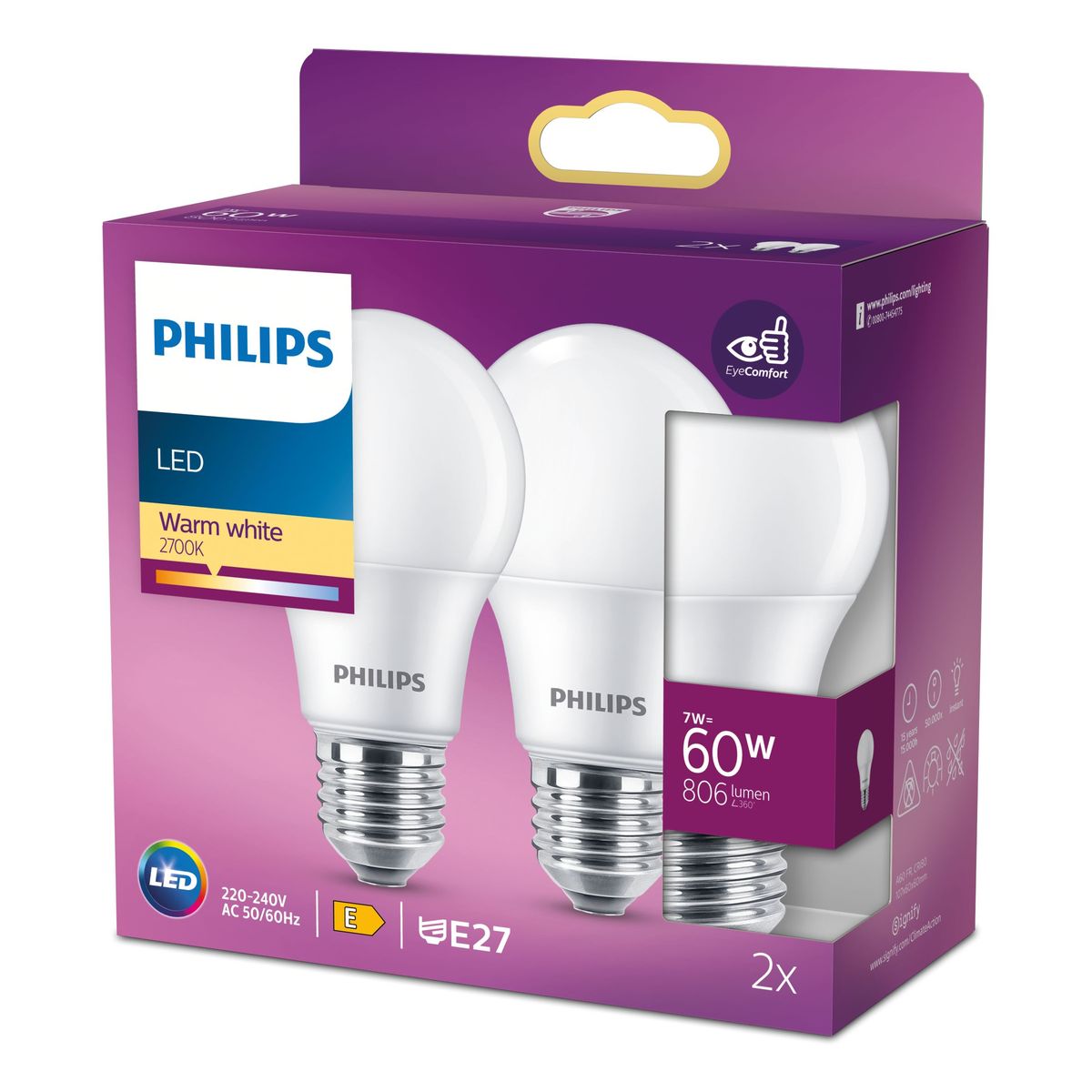 Philips - LED 60W A60 E27 WW fr nd 2st6