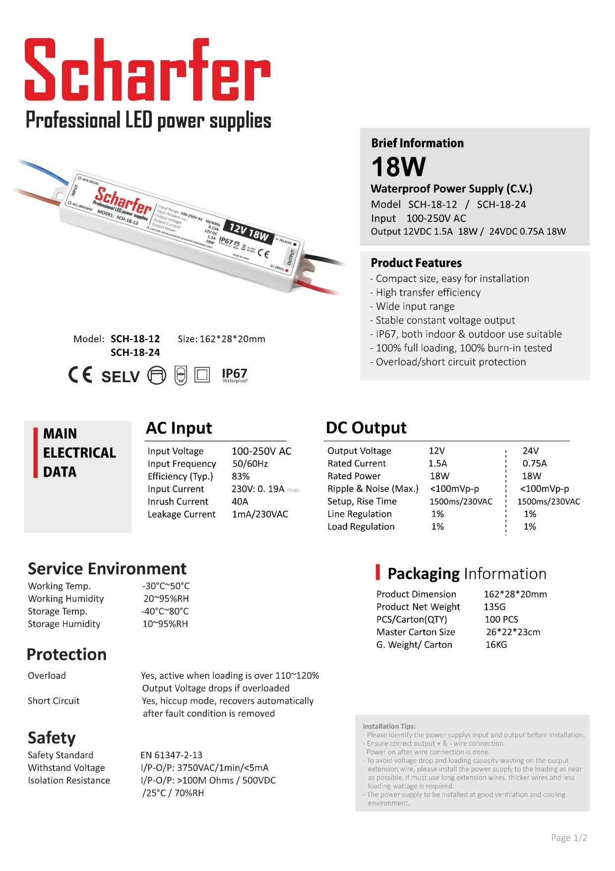 Trasformatore da 230 V CA a 24 V CC 18 W