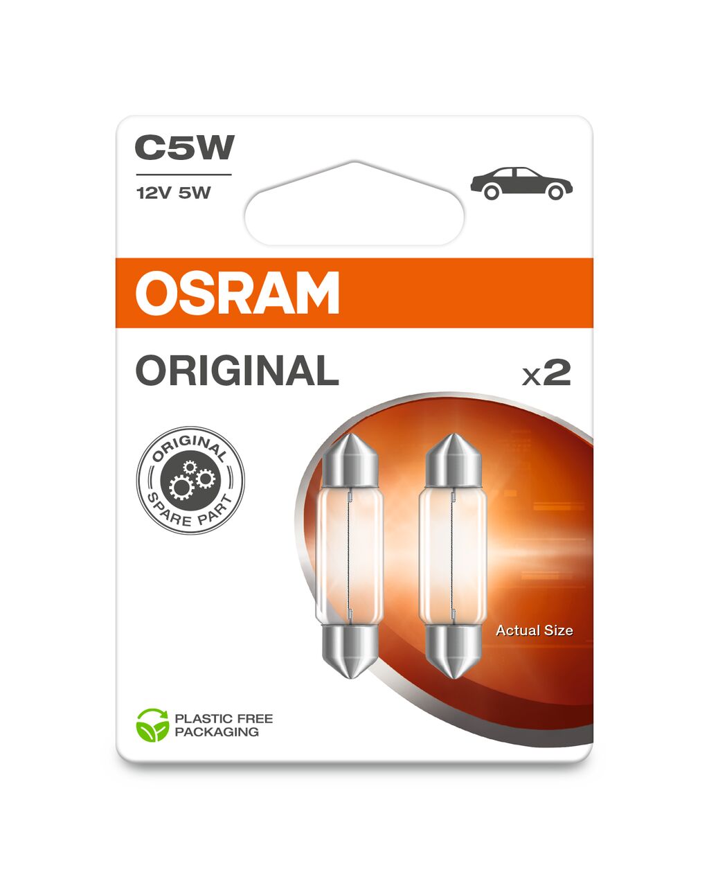 OSRAM ORIGINAL FESTOON - 5W - 12V - Lampadina extra 36mm - CONFEZIONE DA 2
