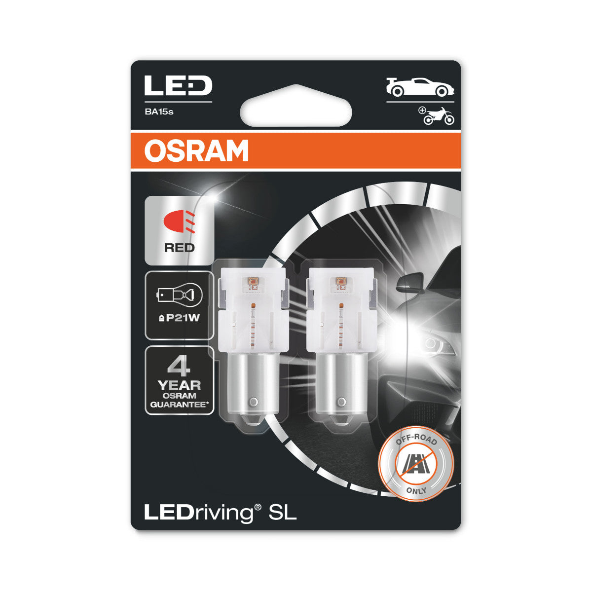 Osram ha guidato Rring SL - Off -road P21W - rosso