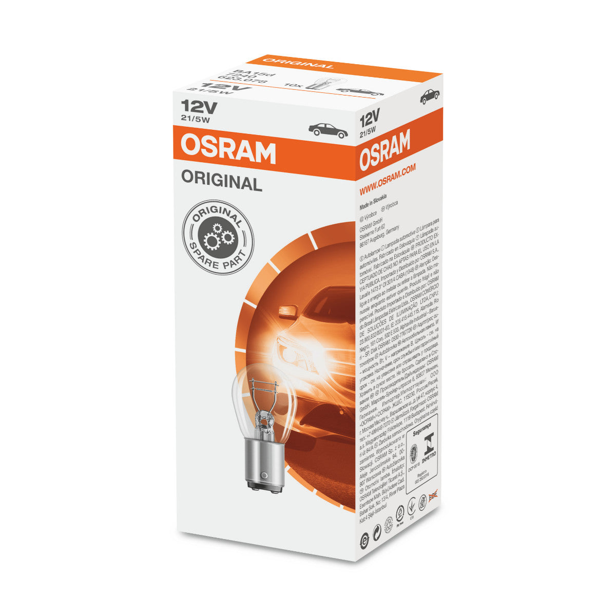 Osram Original - Base in metallo - P21-5W Lampada luminosa extra - BA15D