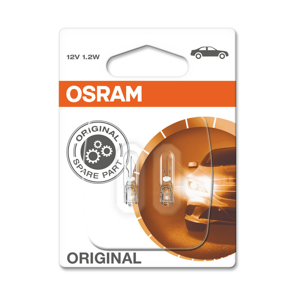 OSRAM ORIGINAL - ATTACCO A CUNEO - 1 -2W - 12V - W2x4.6d - Luce ausiliaria