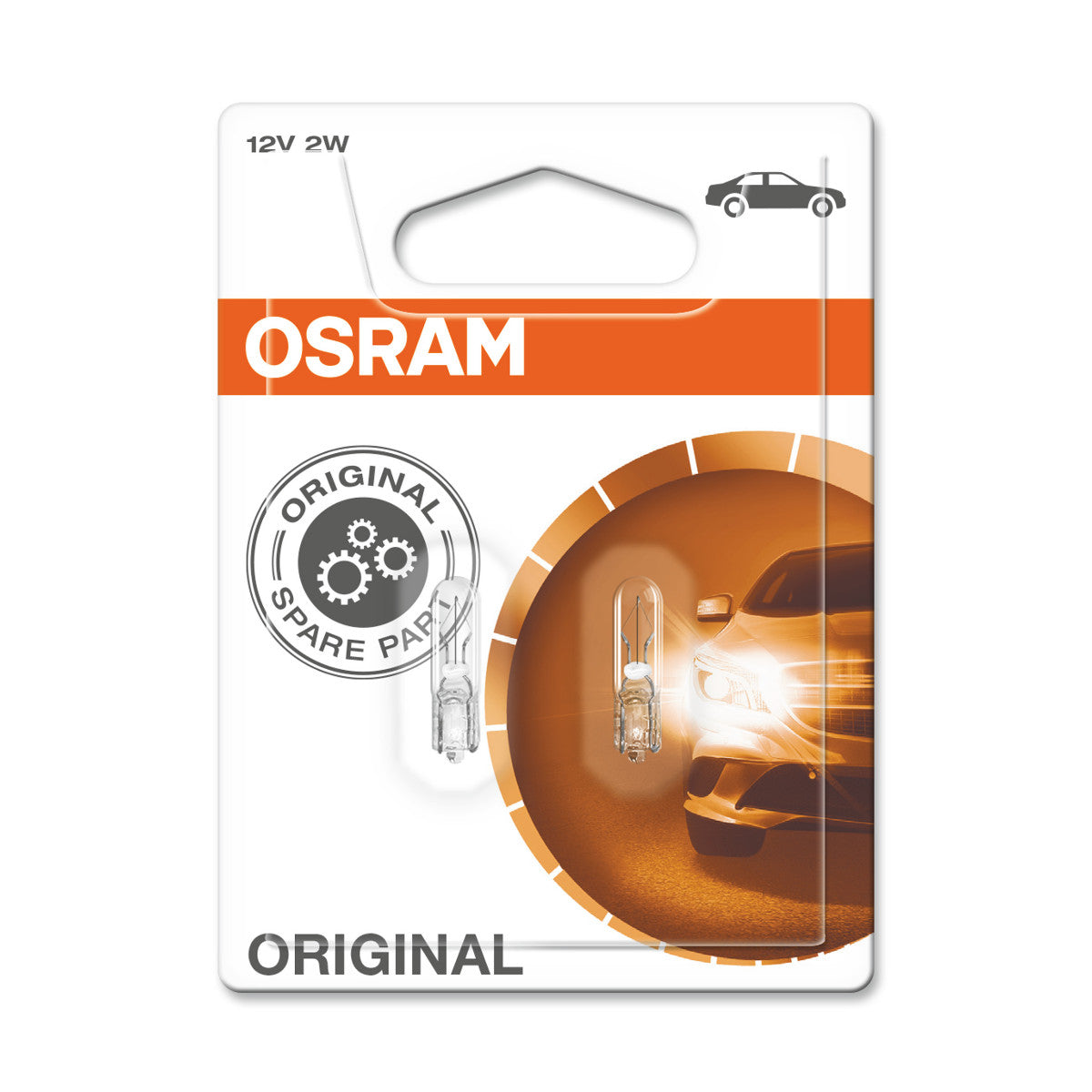 OSRAM ORIGINAL - ATTACCO A CUNEO - 2W - 12V - W2x4.6d - Luce ausiliaria