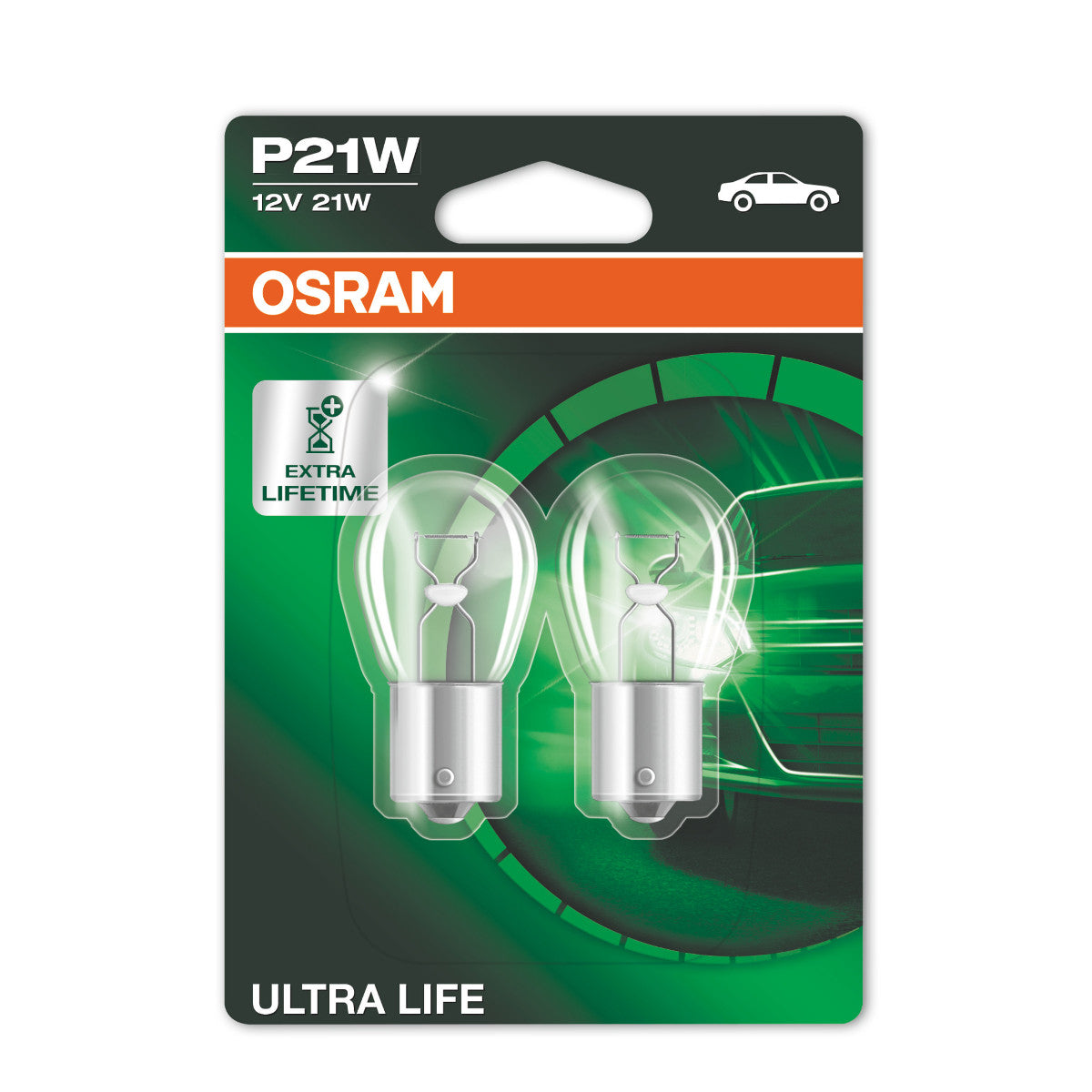 Osram Ultra Life - P21W Lampada luminosa extra - Pack 2