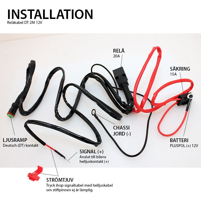 Set cavi relè 3 pz. Extra leggero 12V|DT 60A