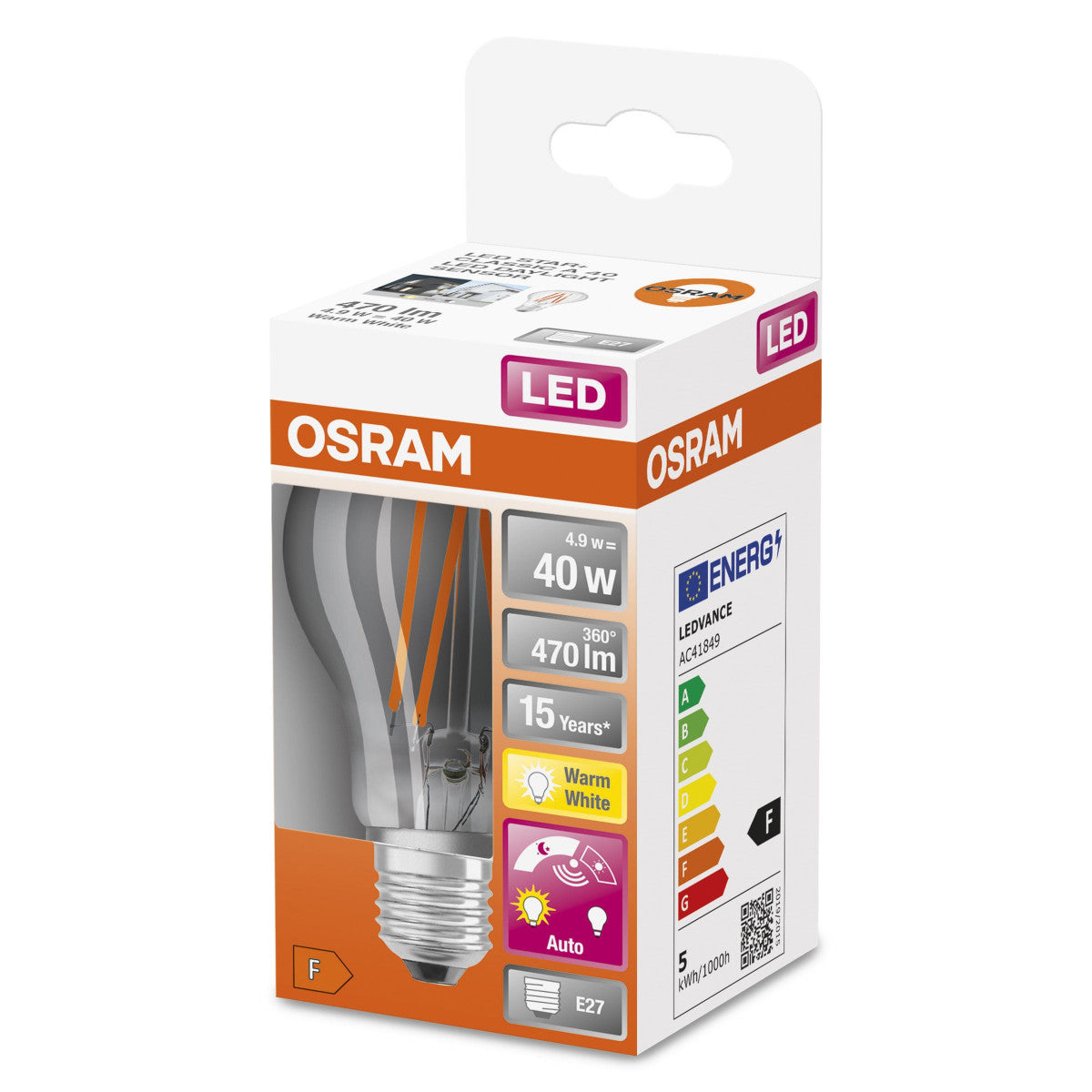 OSRAM LED-LAMPA NORMAL KLAR (40) E27 VARMVIT