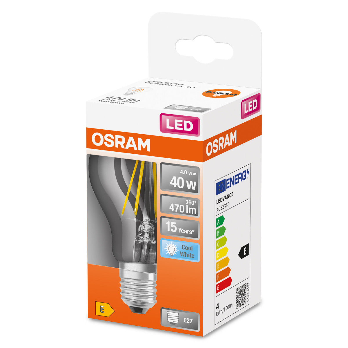 OSRAM LED-LAMPA RUND KLAR (40) E27 GLOWDIM