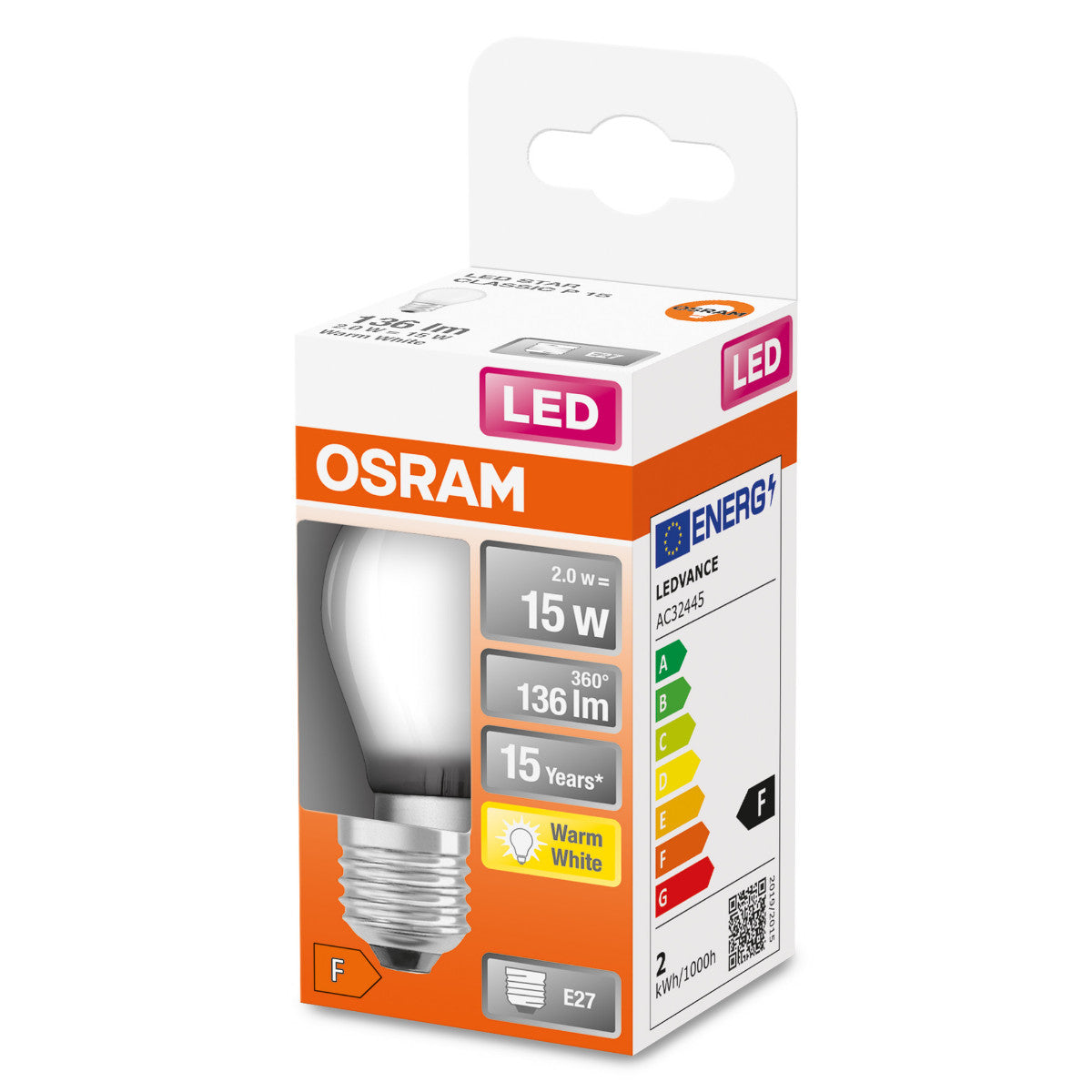 OSRAM LED-LAMPA RUND MATT (15) E27 VARMVIT