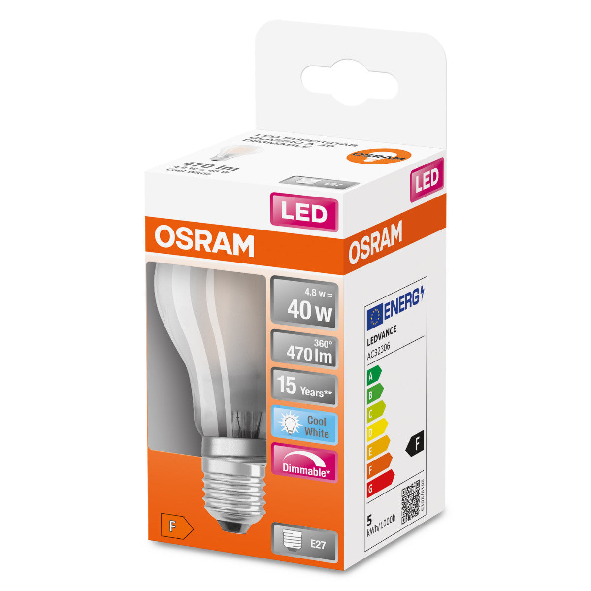 OSRAM LED-LAMPA RUND MATT (40) E27 DIM