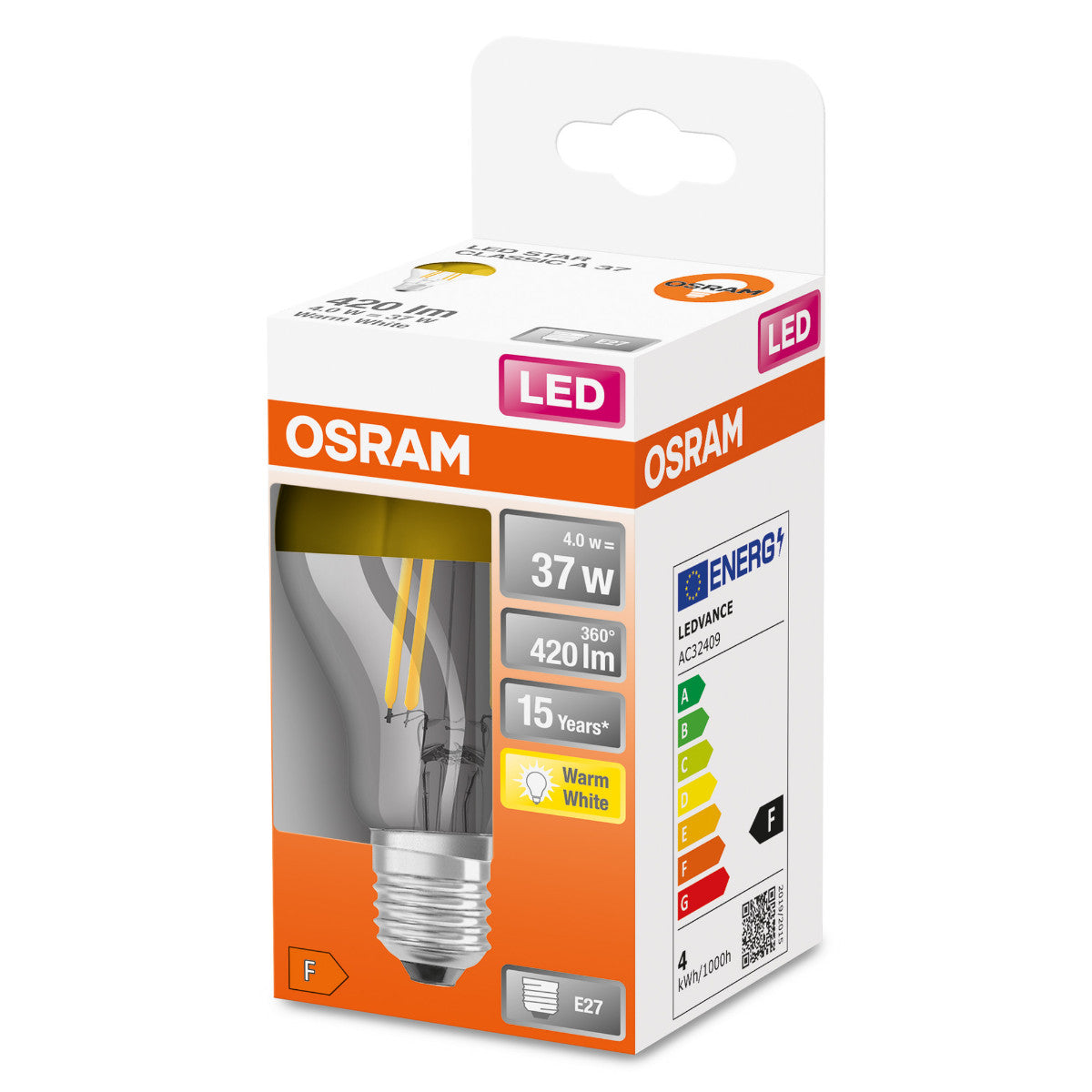 OSRAM LED-LAMPA RUND KLAR (37) E27 GULD