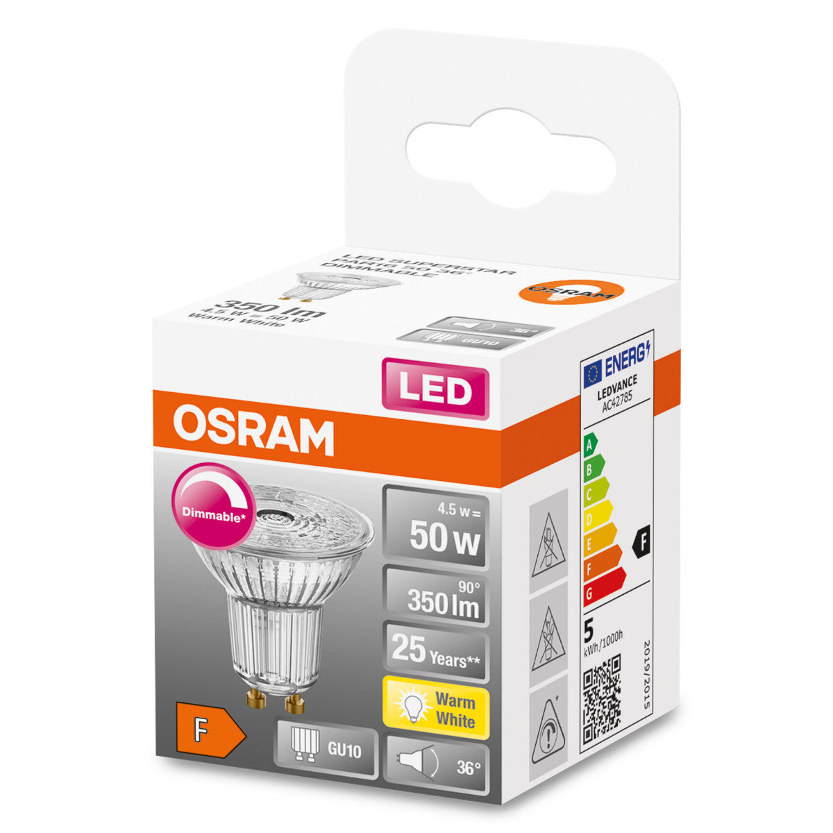 OSRAM LED-LAMPA REFLEKTOR MATT (50) GU10 DIM VARMVIT