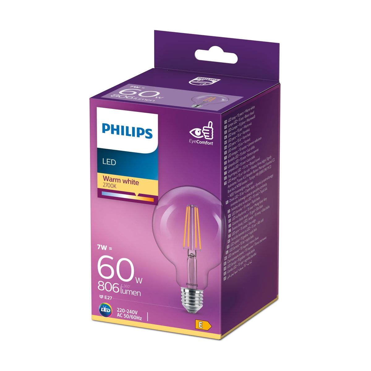 Philips - LED Classic 60W G93 E27 WW Cl Nd 1pf
