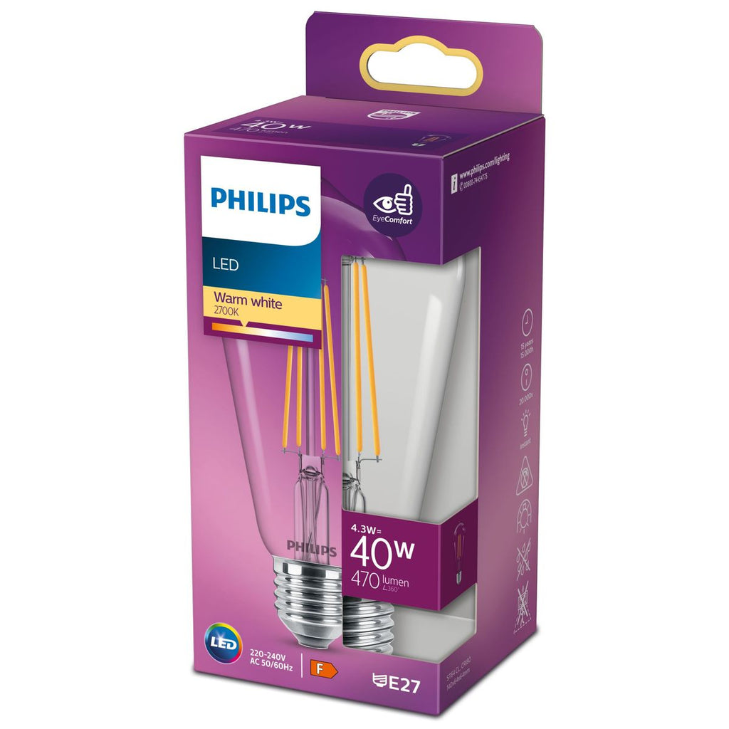 Philips - LED Classic 40W ST64 E27 WW Cl Nd Srt4