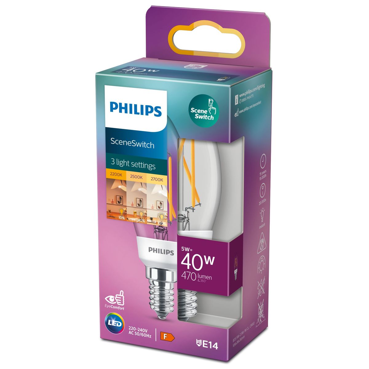 Philips - LEDCLASSIC SSW 40W B35 E14 WW CLND 1SRT4