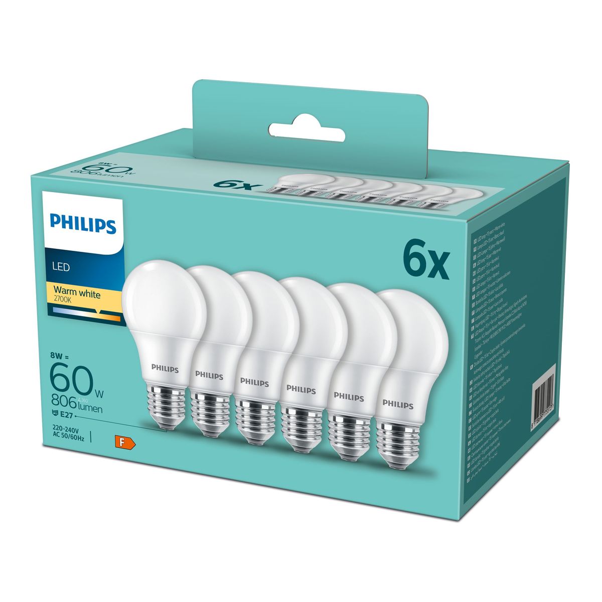 Philips - LED 60W A60 E27 WW fr nd 6pf/6 disco