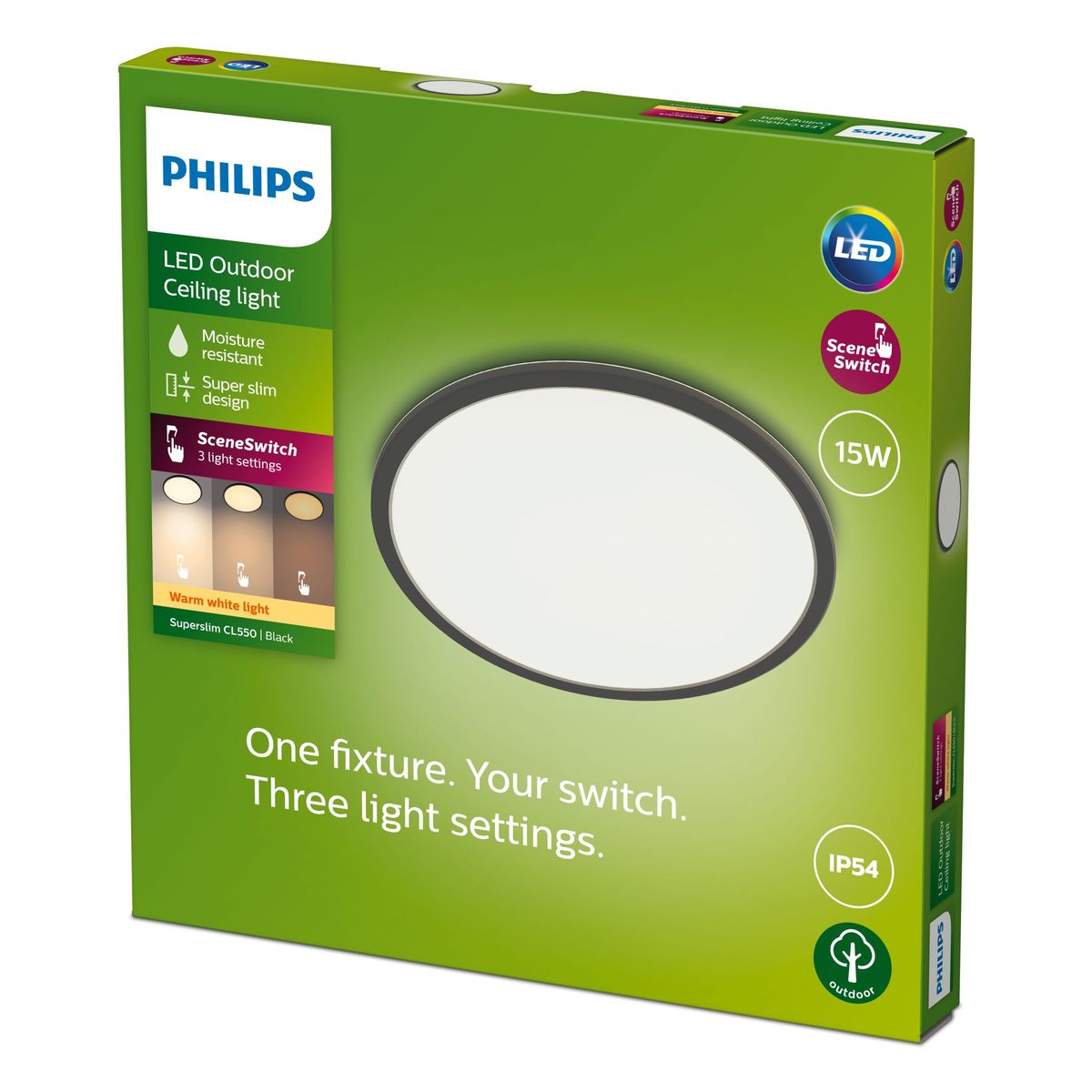 Philips - SUPERSLIM BECIING SSW 15W 27k Black IP54