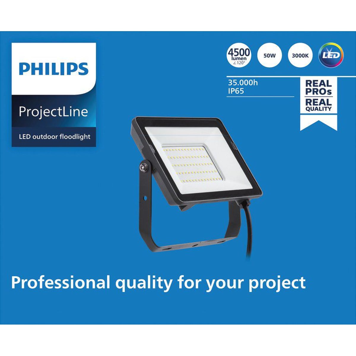 Philips - ProjectLine Floodlight Light 50W 3000K