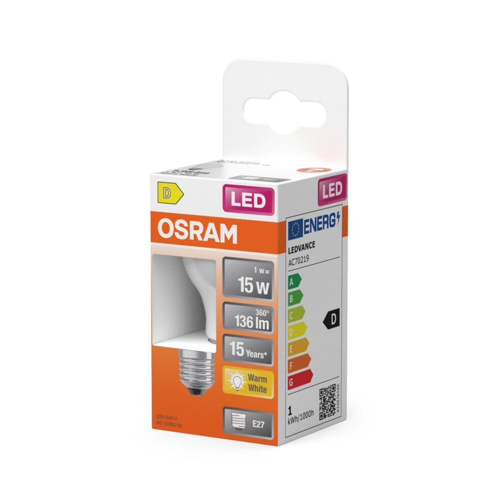 LAMPADE LED OSRAM ROTONDA OPACA (15) E27 BIANCO CALDO | 1W