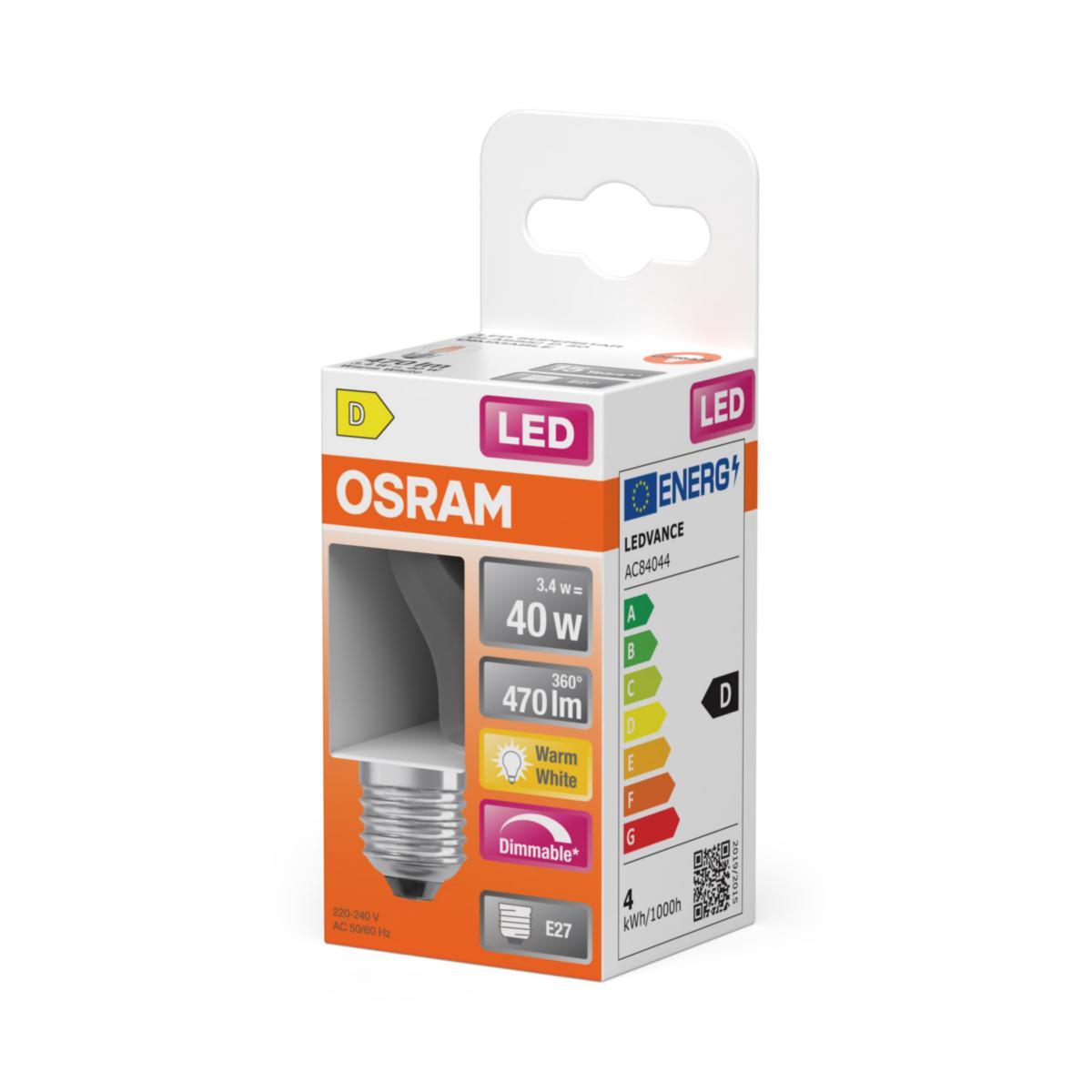 LAMPADA LED OSRAM TONDA TRASPARENTE (40) E27 DIM | 3,4W
