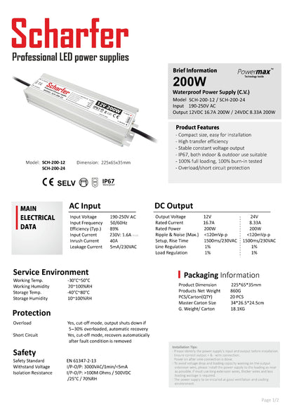 Trasformatore da 230V AC a 12V DC 200W