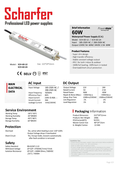 Trasformatore da 230V AC a 24V DC 60W