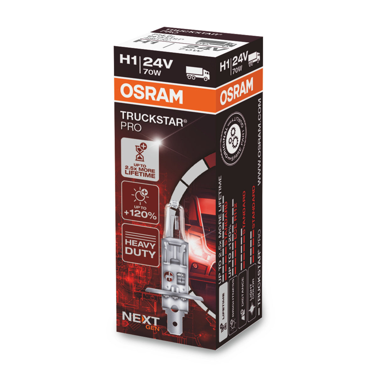 OSRAM TRUCKSTAR PRO - Lampadina per fari alogena H1 - CONFEZIONE DA 1