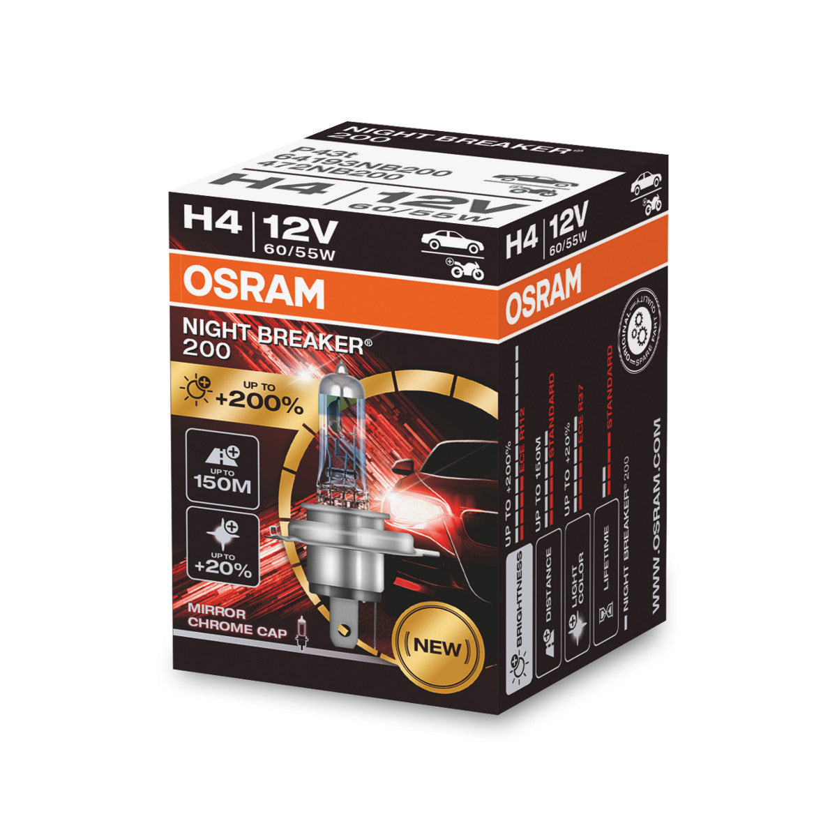 OSRAM NIGHT BREAKER 200 - H4 - Confezione da 1