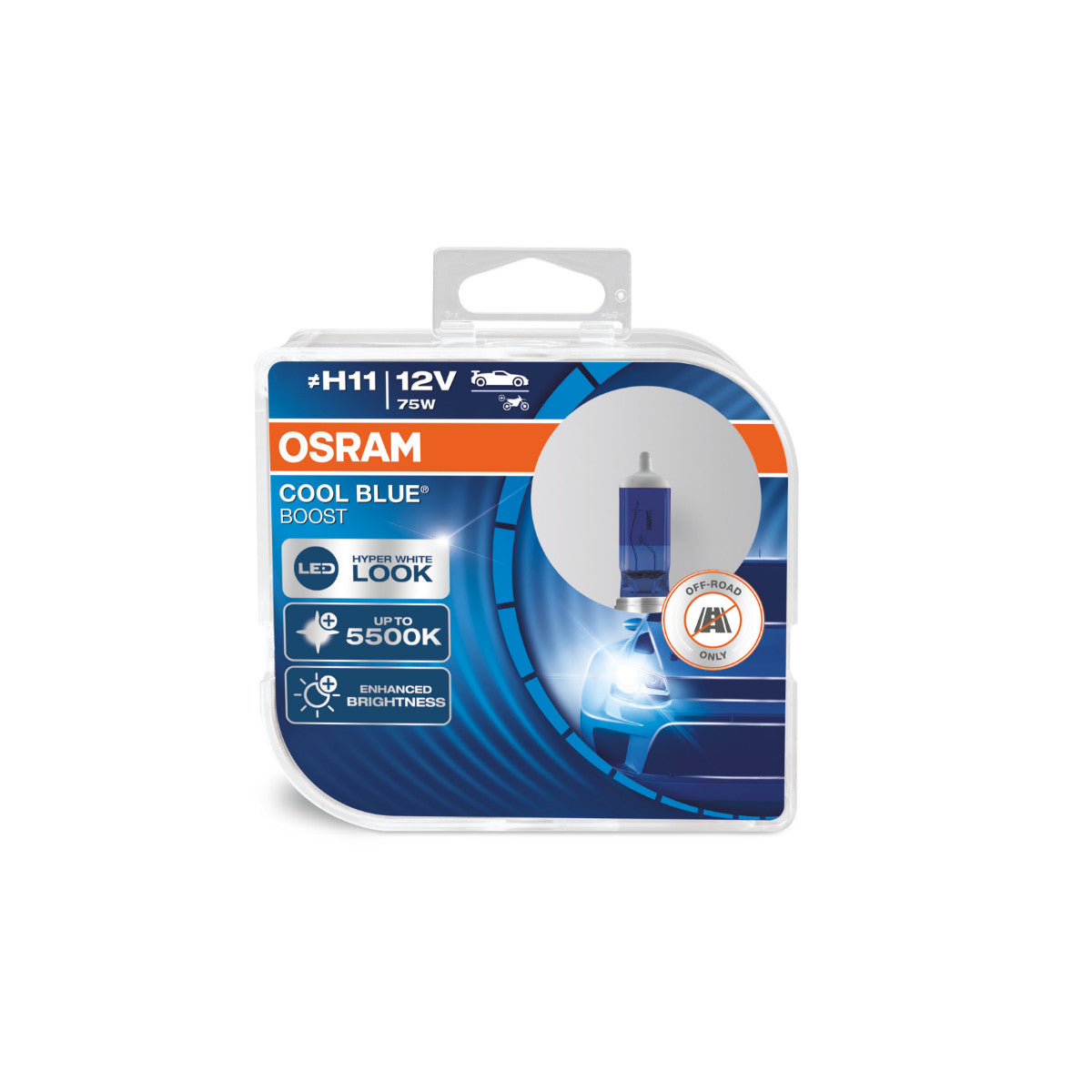 OSRAM COOL BLUE BOOST - Lampadina per fari alogeni H11 fuoristrada - CONFEZIONE DA 2