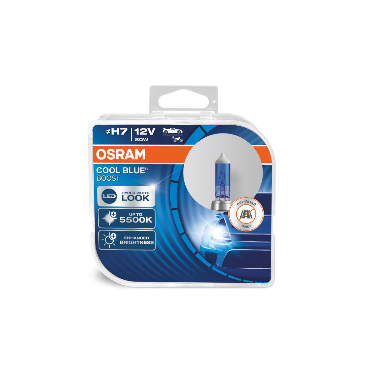 OSRAM COOL BLUE BOOST - Lampadina alogena per fari fuoristrada H7 - CONFEZIONE DA 2