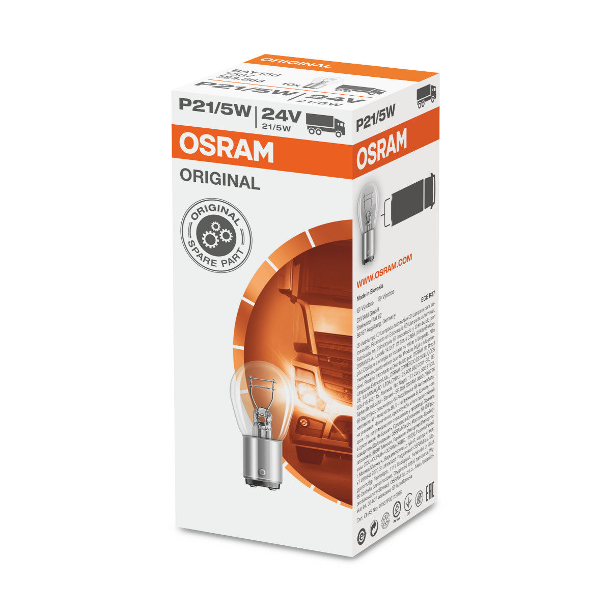 OSRAM ORIGINAL - BASE IN METALLO - Lampadina extra P21-5W - BAY15d - 24V