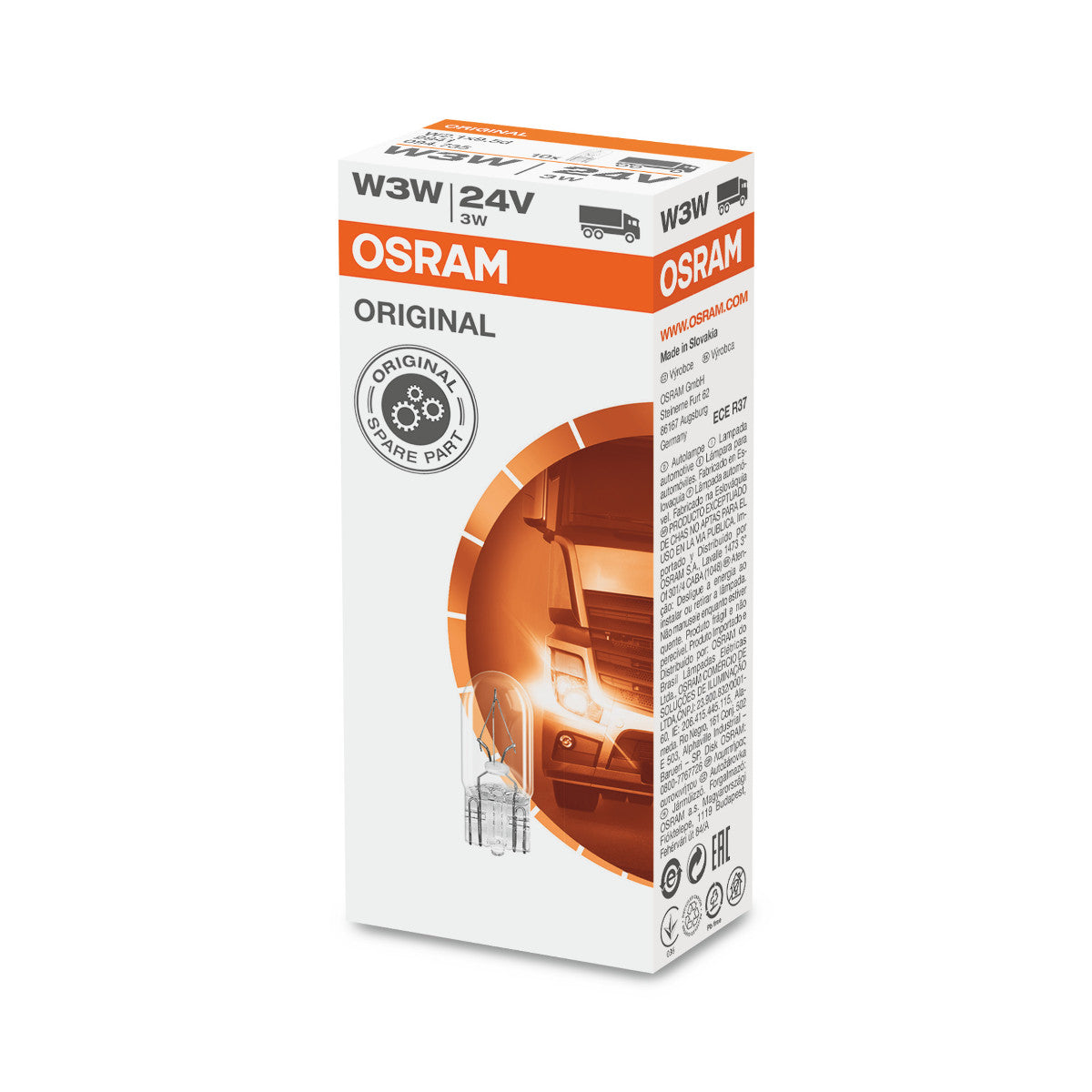 OSRAM ORIGINAL - ATTACCO A CUNEO - 3W - 24V - W2.1x9.5d - Lampadina ausiliaria