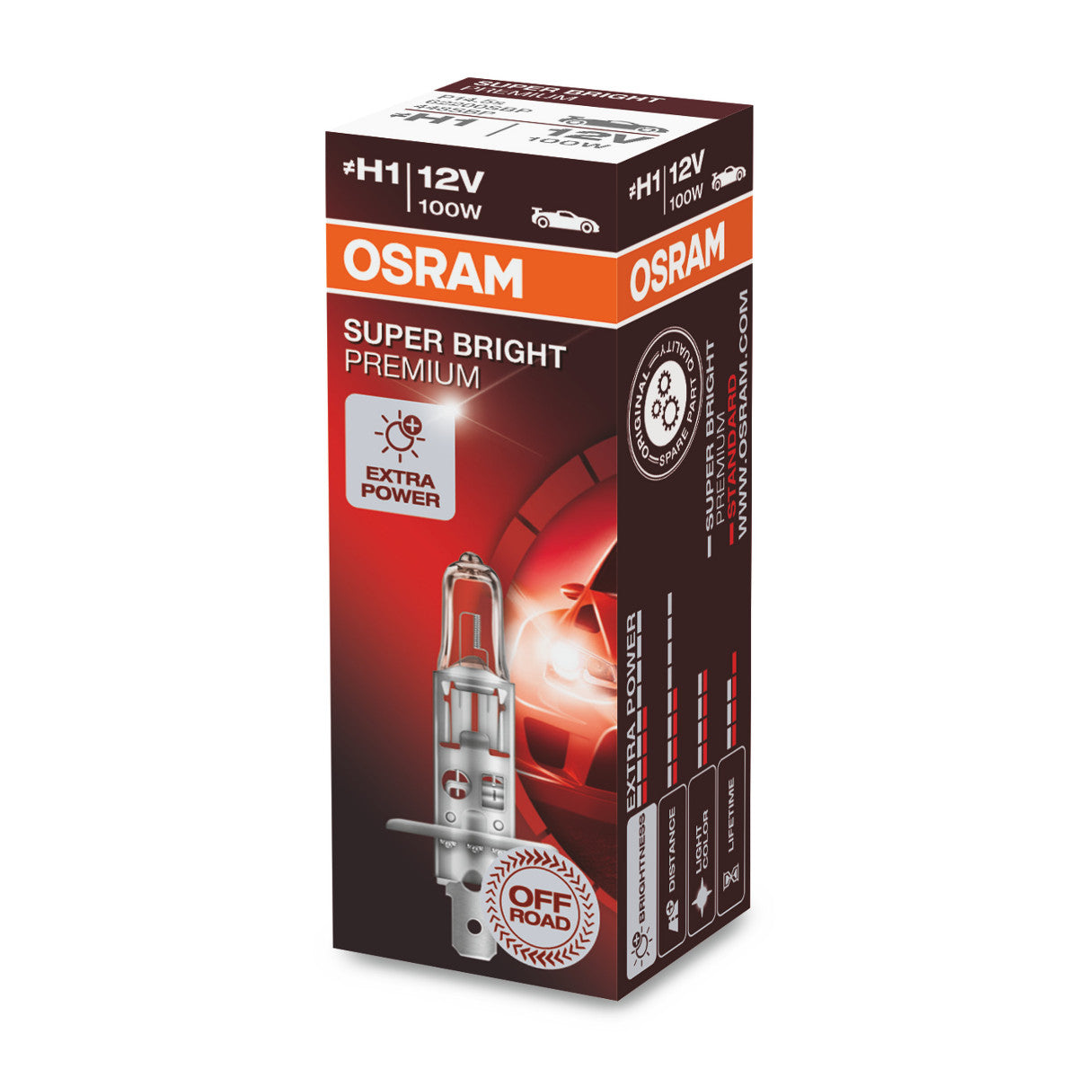 OSRAM SUPER BRIGHT PREMIUM - SUPER BRIGHT - Lampadina fuoristrada H1 - P14 -5s alogena per fari anteriori