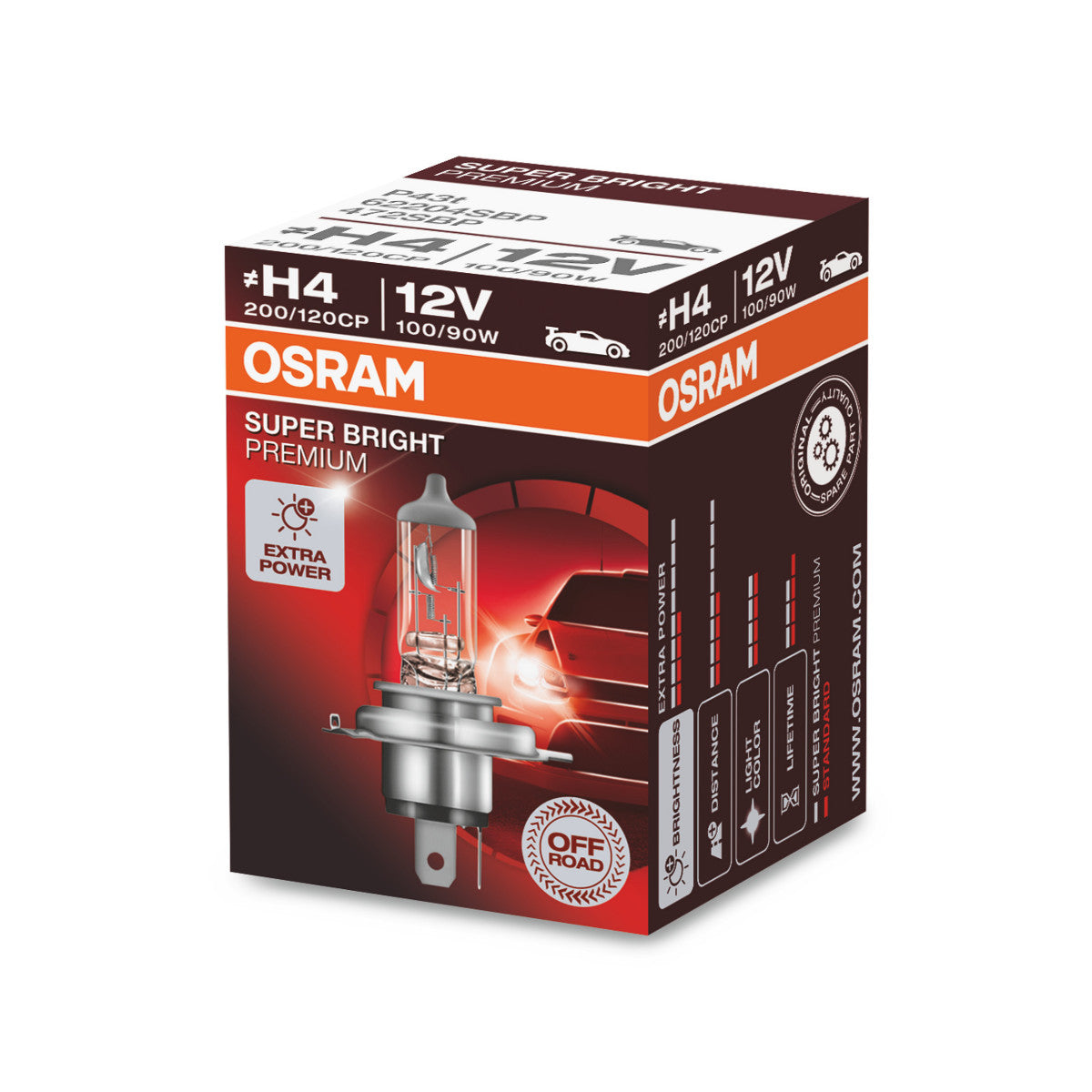 OSRAM SUPER BRIGHT PREMIUM - SUPER BRIGHT - Fuoristrada H4 - Lampadina faro alogena P43t