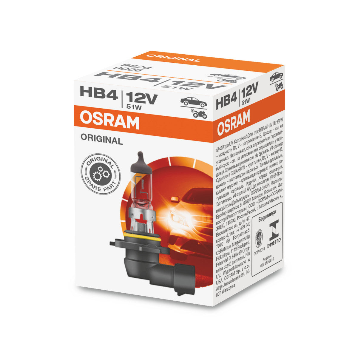 OSRAM ORIGINAL LINE - HB4 - 12 V - 51 W - Lampadina alogena per fari - Scatola pieghevole